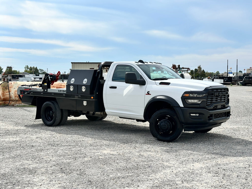 white work truck on a construction site background