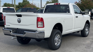 white pick up truck from behind